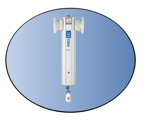 Walker Filtration XF341FMV Compressed Air Gas Filter Housing 3 Inch Flanged 233 Free Air Aspirated SCFM, 308 Rarified Air Flow CFM SCFM with Green 5 Micron Filter Element